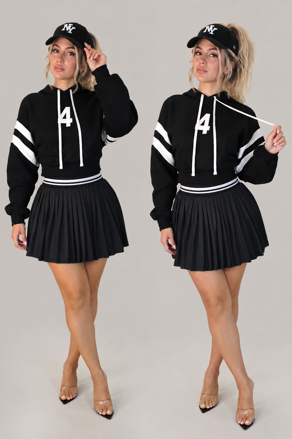 Women's Cropped Hoodie – Sporty Design No. 4, Long Sleeve